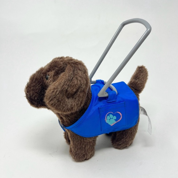 American Girl Chocolate Chip Service Dog Set Labrador Plush Dog and Blue Vest - Picture 6 of 11